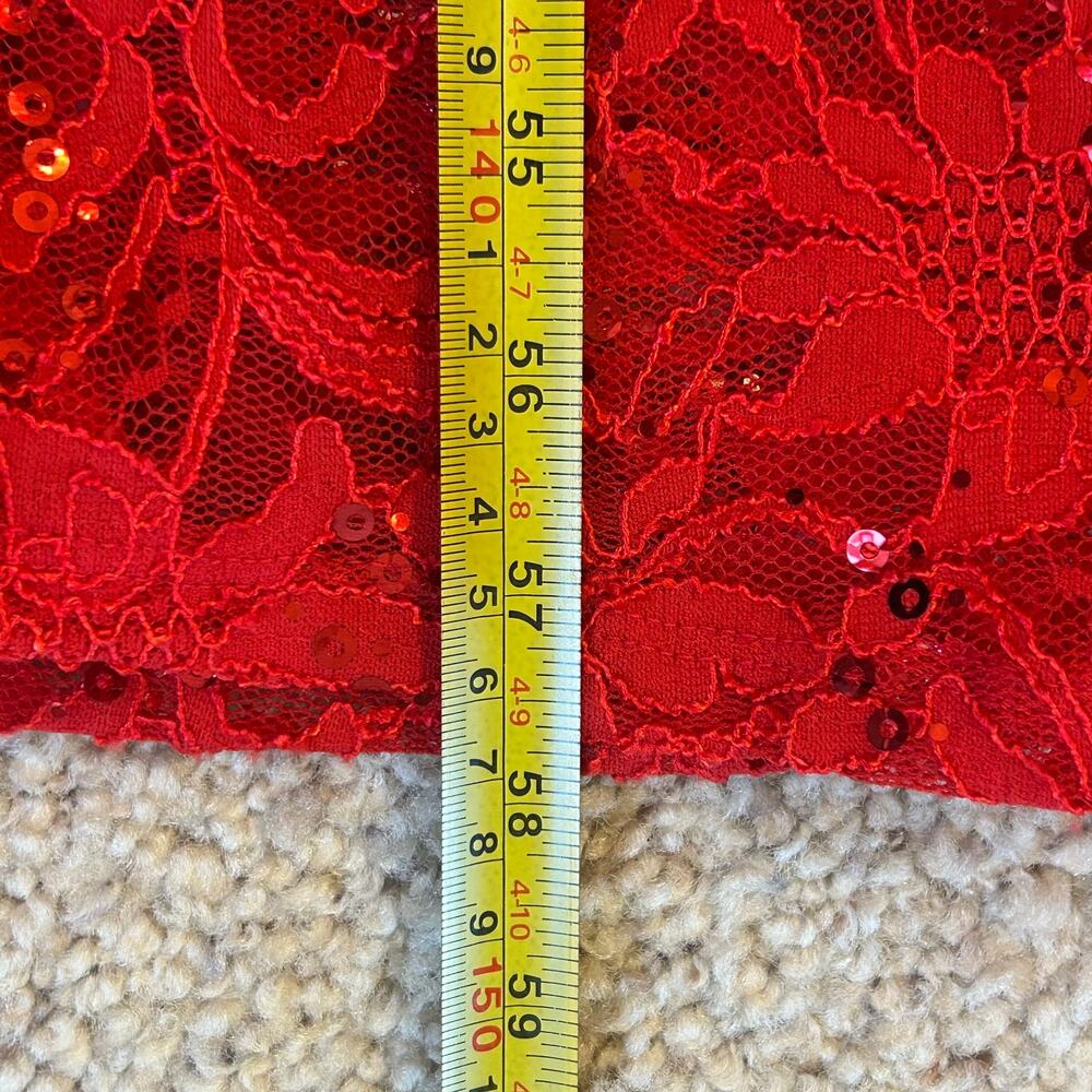 B Darlin Red Lace Sequin Prom Dress - Picture 5 of 10